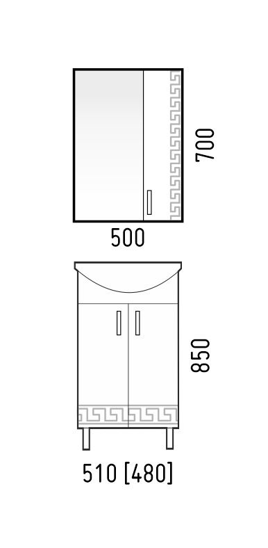 Зеркало-шкаф ОЛИМП 50, K507337, CETUS