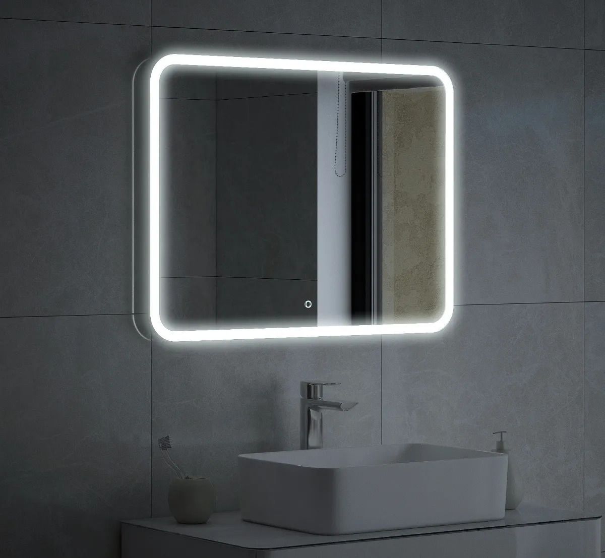 Зеркало для ванной комнаты с сенсорной LED подсветкой 80x60 см, Альбано