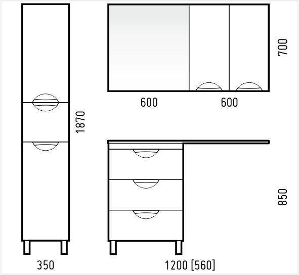 Тумба АЛИОТ 120 с местом под стиральную машину, K410962, CETUS