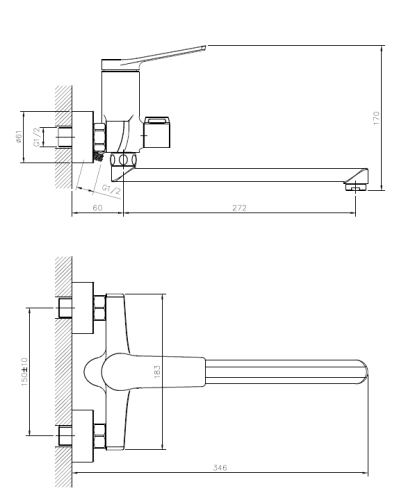 Смеситель для ванны с длинным изливом , Figura, CETUS, CSF2295572C-30F